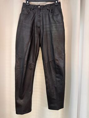 Women’s Straight-Leg Black Leather Jeans